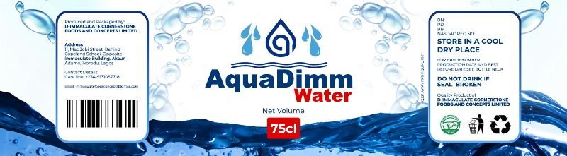 AquaDimm Water, 75cl label