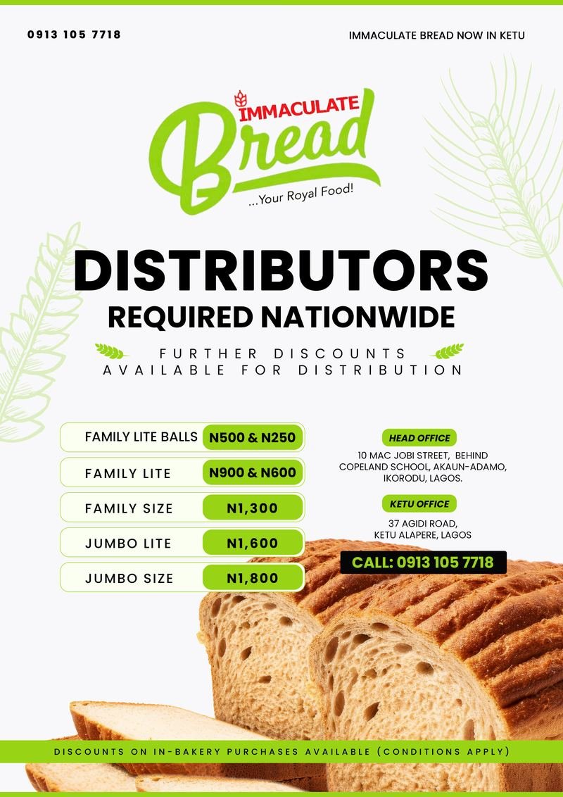 Immaculate Bread, distributor flyer